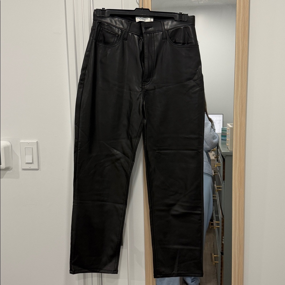 Abercrombie & Fitch Black Faux Leather High-Rise Ankle Pants